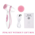 Rechargeable 2 Heads Use Facial Beauty Massage Silicone Electric Facial Cleansing Spin Brush